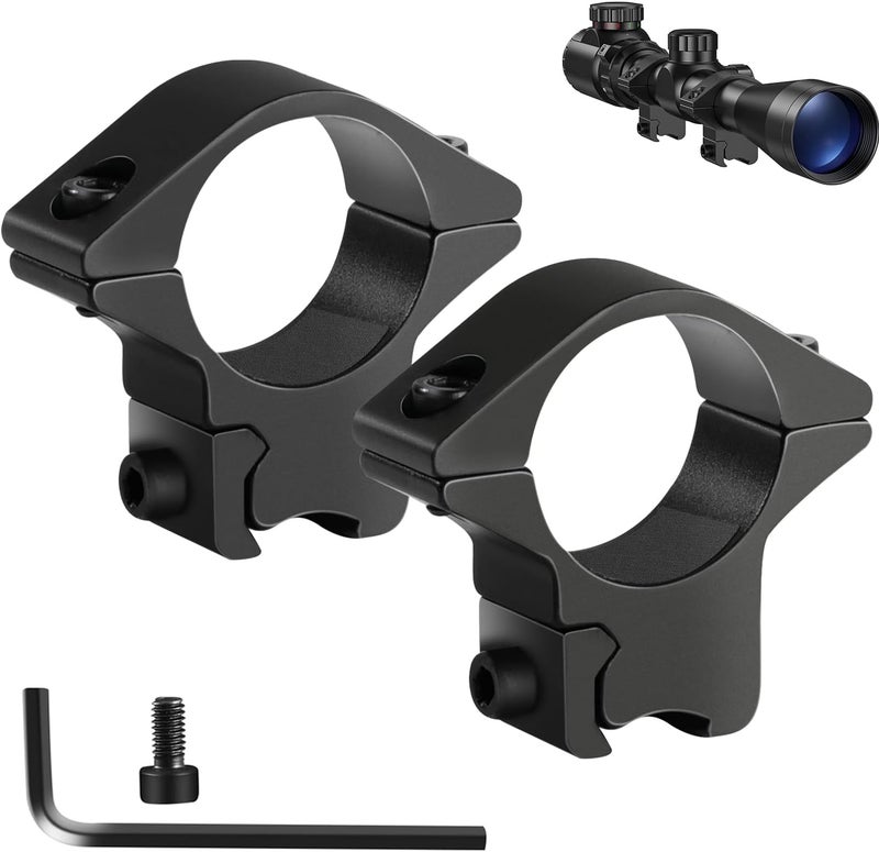 LONSEL 1'' Dovetail Scope Rings, 2 Pack High Profile or Medium Profile 1 Inch Scope Mount Rings for 11mm Dovetail Rails - Image 1